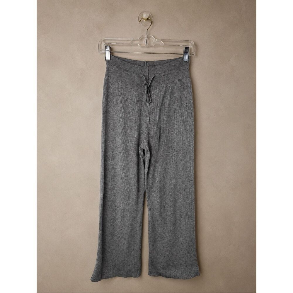 Uniqlo Medium Washable Knit Ribbed Wide Leg Lounge Pants Gray